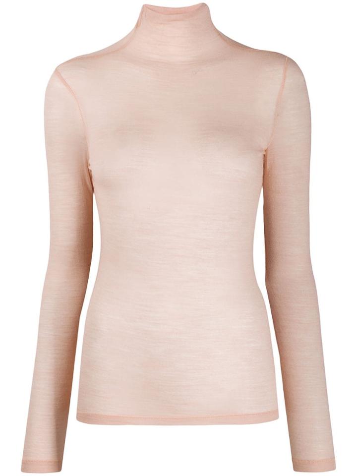 Semicouture Turtle Neck Knit Top - Pink