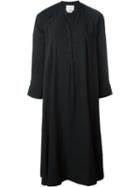 Forte Forte Wide Sleeve Mandarin Neck Shirt Dress, Women's, Size: I, Black, Cotton/viscose