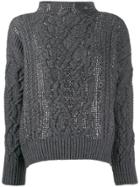 Ermanno Scervino Glass-embellished Chunky Sweater - Grey