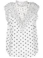 Ulla Johnson Frilled Sheer Polka Dot Shell Top - White