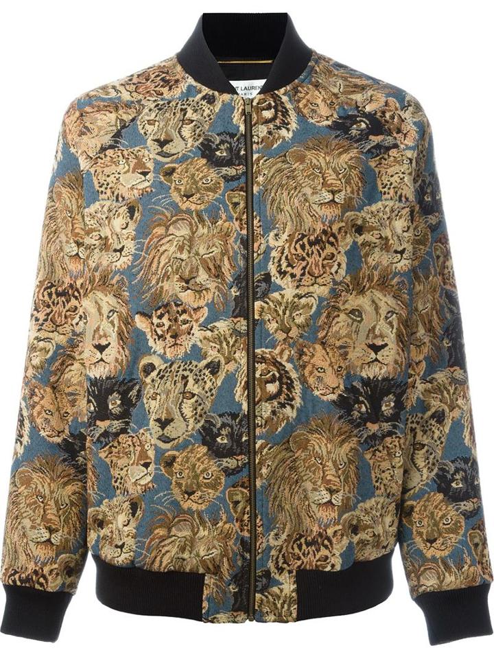 Saint Laurent Lion Jacquard Teddy Jacket