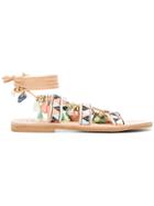 Mabu Beaded Flat Sandals - Multicolour