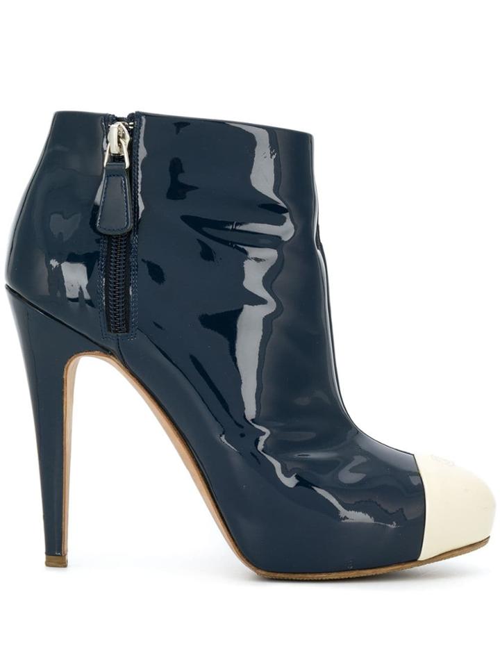 Chanel Vintage Contrasting Toe Cap Booties - Blue