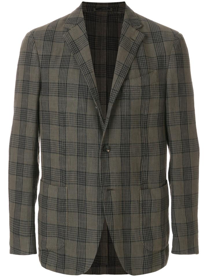 Lardini Plaid Fitted Blazer - Green