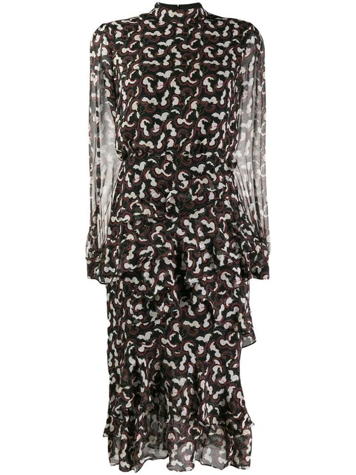Saloni Isa Ruffled Tea-dress - Black