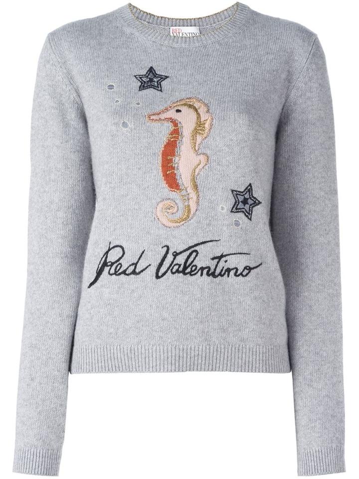 Red Valentino Seahorse Jumper, Women's, Size: Xs, Grey, Acrylic/polyamide/viscose/virgin Wool