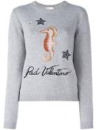 Red Valentino Seahorse Jumper, Women's, Size: Xs, Grey, Acrylic/polyamide/viscose/virgin Wool