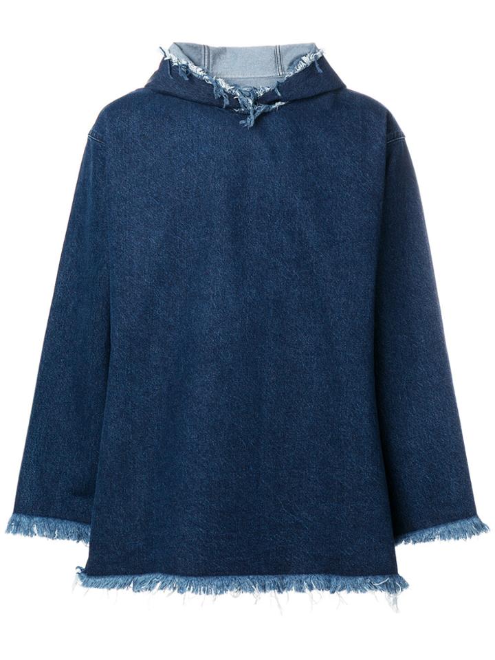 Marques'almeida Frayed Denim Hoodie - Blue