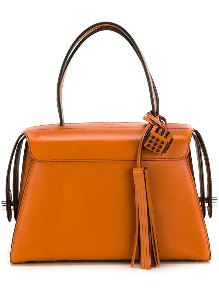 Tod's Double Handles Medium Tote, Women's, Yellow/orange