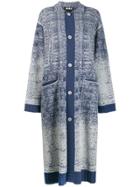 Miaoran Speckled Knit Cardigan Coat - Blue