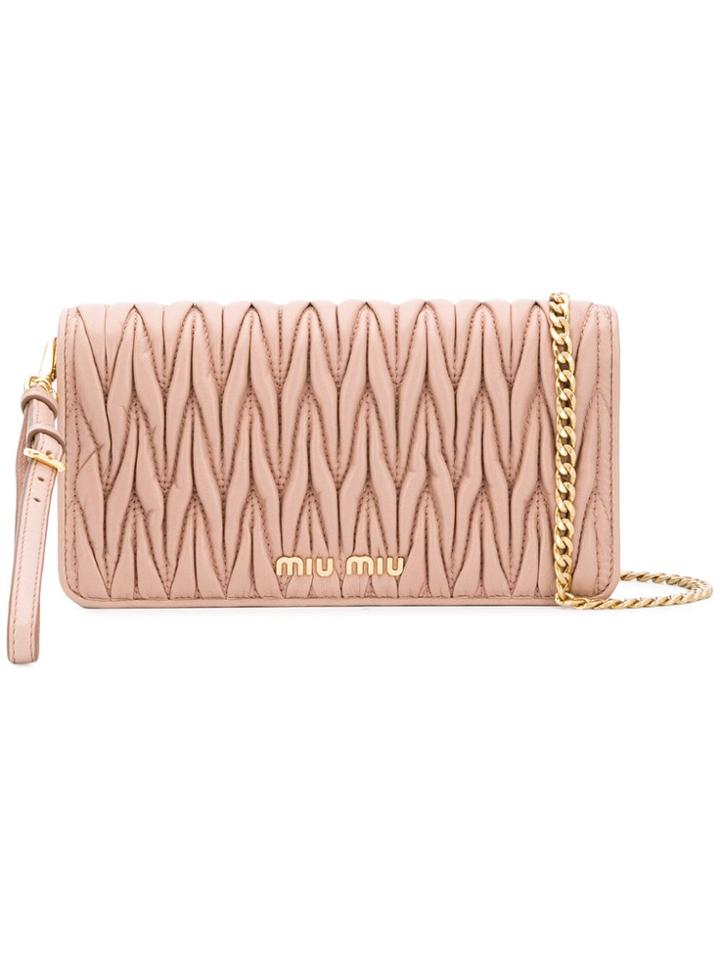 Miu Miu Matelassé Clutch Bag - Pink