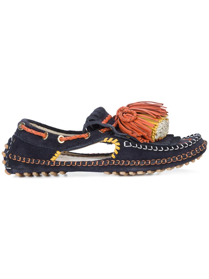 Carven Slip-on Fringe Moccasin - Blue
