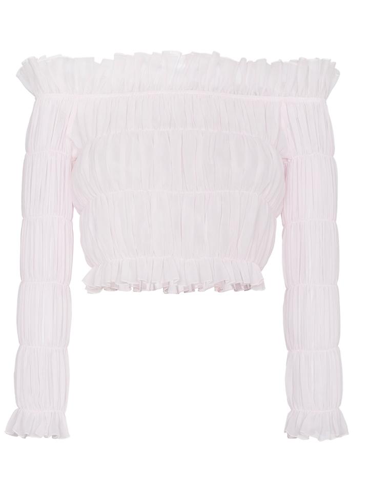 Giambattista Valli Off The Shoulder Ruffle Top - Pink & Purple