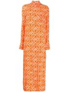 Jil Sander Long Printed Shirt Dress - Orange
