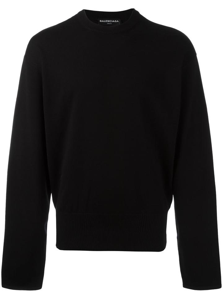 Balenciaga Ribbed Detail Jumper, Men's, Size: Small, Black, Cotton/nylon