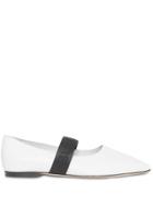 Burberry Logo Detail Lambskin Flats - White