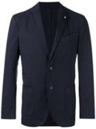Lardini Fitted Blazer, Men's, Size: 52, Blue, Cotton/polyester