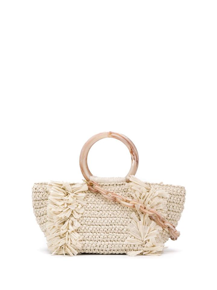 Carolina Santo Domingo Fringed Tote - White
