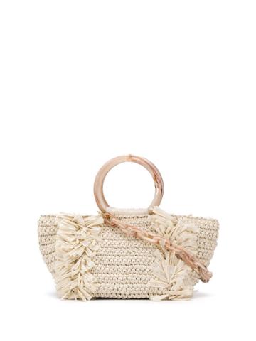 Carolina Santo Domingo Fringed Tote - White