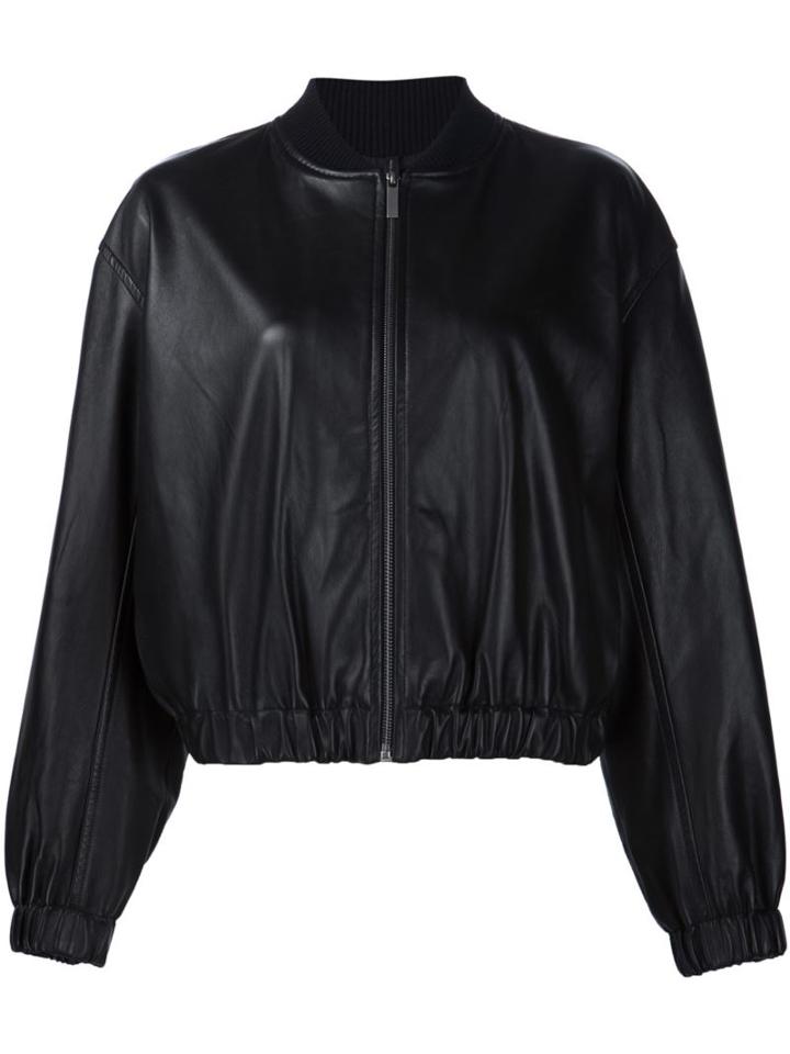 Helmut Lang Oversized Bomber Jacket, Women's, Size: Medium, Black, Leather