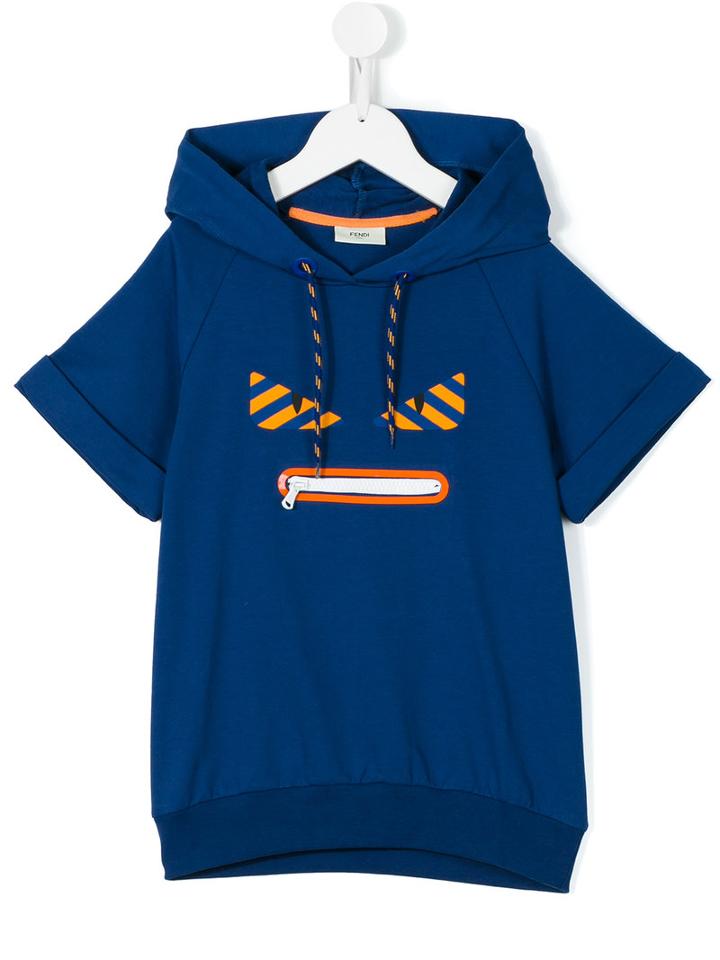 Fendi Kids Monster Hooded Sweatshirt, Boy's, Size: 8 Yrs, Blue