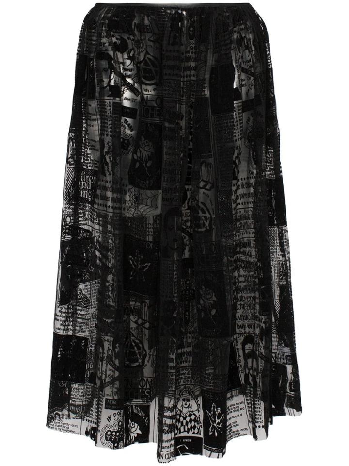 Ashley Williams Magazine Print Mesh Midi Skirt - Black