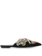 René Caovilla Crystal Embellished Slippers - Black