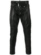 Dsquared2 - Zip-embellished Leather Trousers - Men - Cotton/calf Leather/polyester/viscose - 48, Black, Cotton/calf Leather/polyester/viscose
