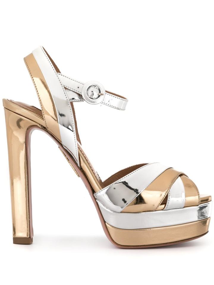 Aquazzura Coquette 140mm Platform Sandals - Silver