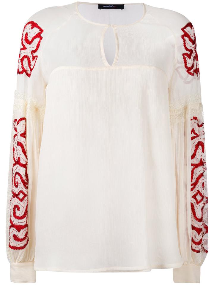 Embroidered Blouse - Women - Silk/cotton/polyamide - 40, Nude/neutrals, Silk/cotton/polyamide, Wandering