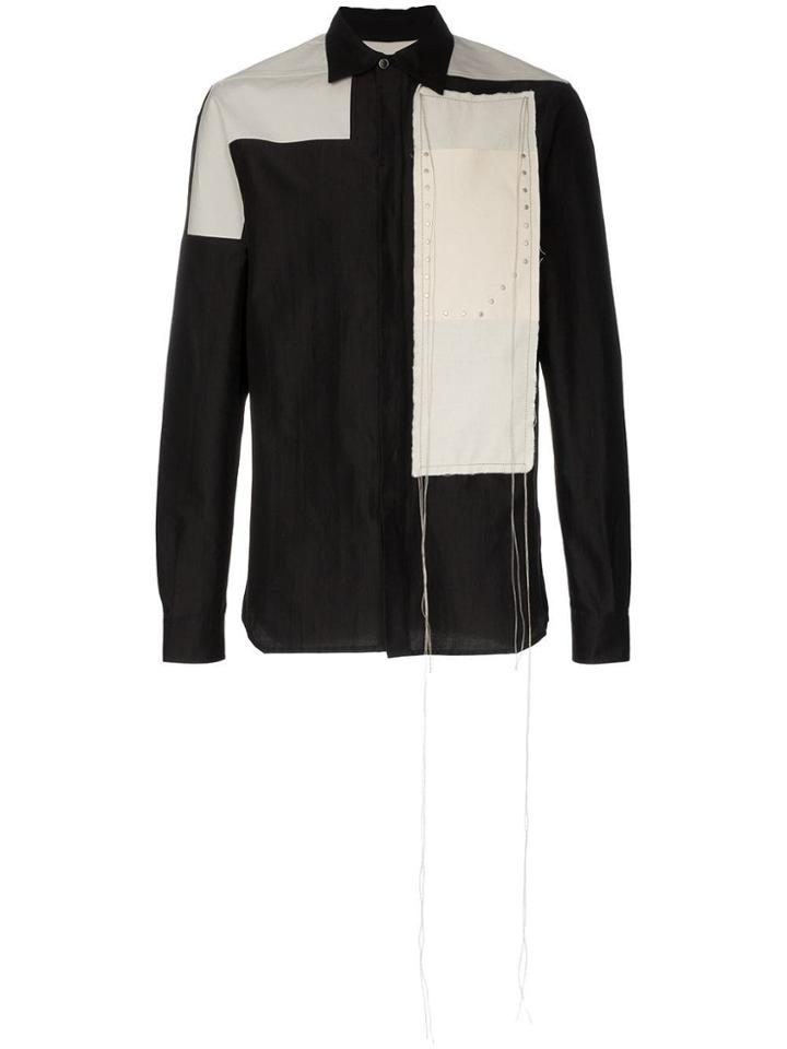 Rick Owens Cotton Panel Stud Embellished Shirt - Black