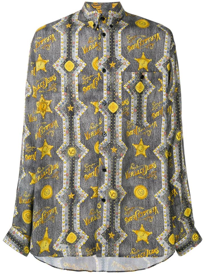 Versace Jeans Logo Western Print Shirt - Black