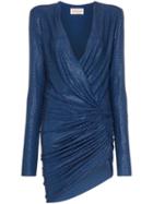 Alexandre Vauthier Plunge-neck Crystal Embellished Mini Dress - Blue