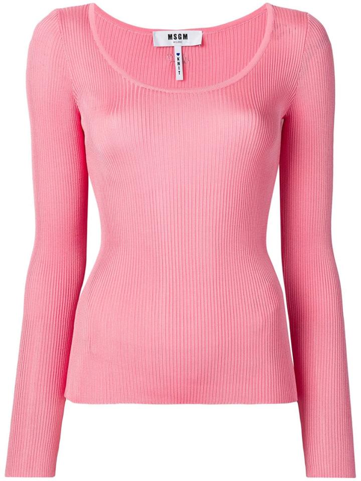 Msgm Ribbed Top - Pink