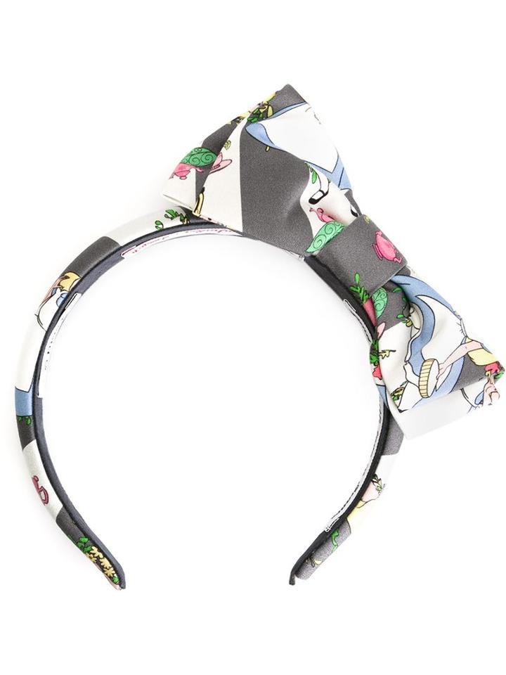 Olympia Le-tan Alice In Wonderland Print Headband, Women's, Grey, Cotton/spandex/elastane
