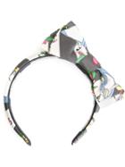 Olympia Le-tan Alice In Wonderland Print Headband, Women's, Grey, Cotton/spandex/elastane