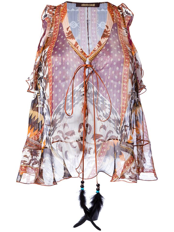 Roberto Cavalli Printed Vest, Women's, Size: 42, Silk/polyester