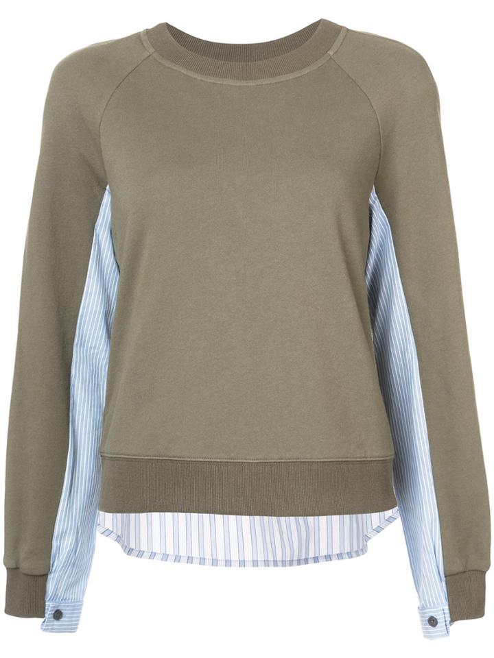 Derek Lam 10 Crosby Long Sleeve 2-in-1 With Shirting Combo - Green