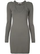 T By Alexander Wang Mesh Stripe Bi-layer Dress - Green