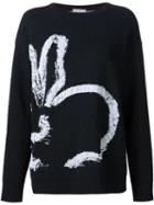 Grey Jason Wu Intarsia Bunny Jumper, Women's, Size: Large, Black, Merino