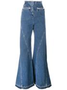 Esteban Cortazar - High Waisted Flared Jeans - Women - Cotton - 36, Women's, Blue, Cotton