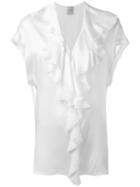 Nude - Ruffled V-neck Blouse - Women - Silk - 42, White, Silk