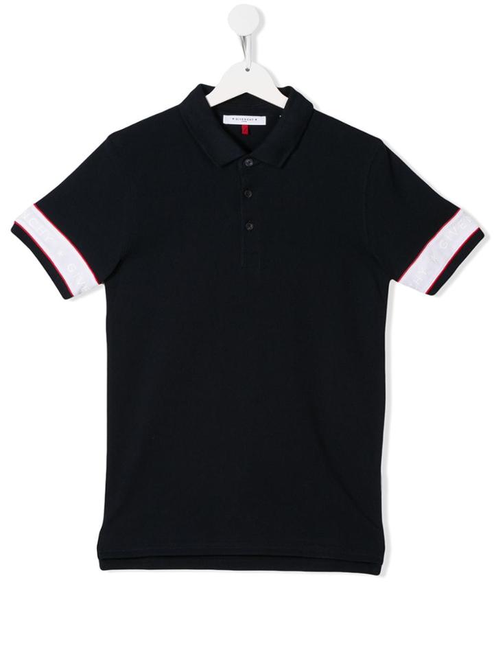 Givenchy Kids Teen Logo Stripe Polo Shirt - Blue