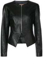 Michael Kors - Collarless Leather Jacket - Women - Leather/acetate/cupro - 4, Black, Leather/acetate/cupro
