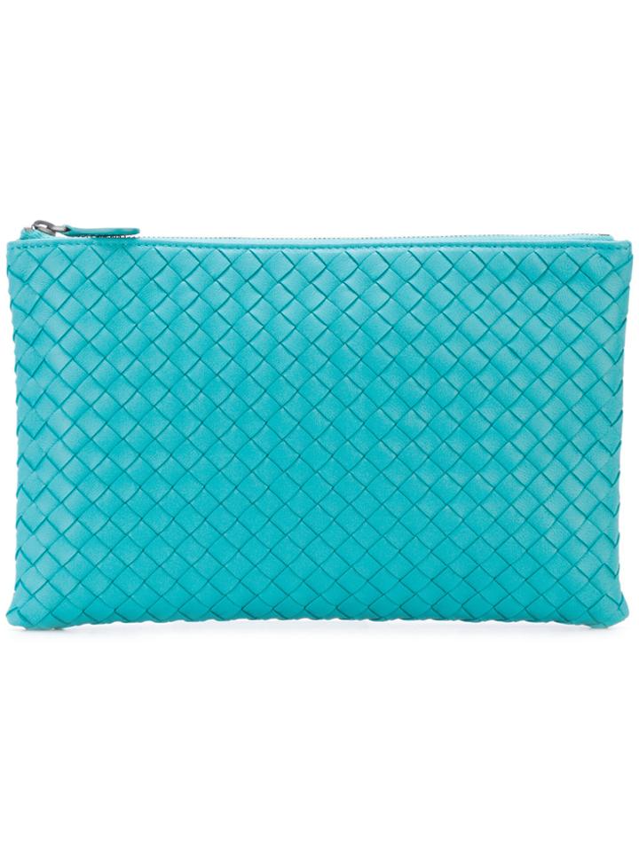 Bottega Veneta Woven Textured Purse - Blue