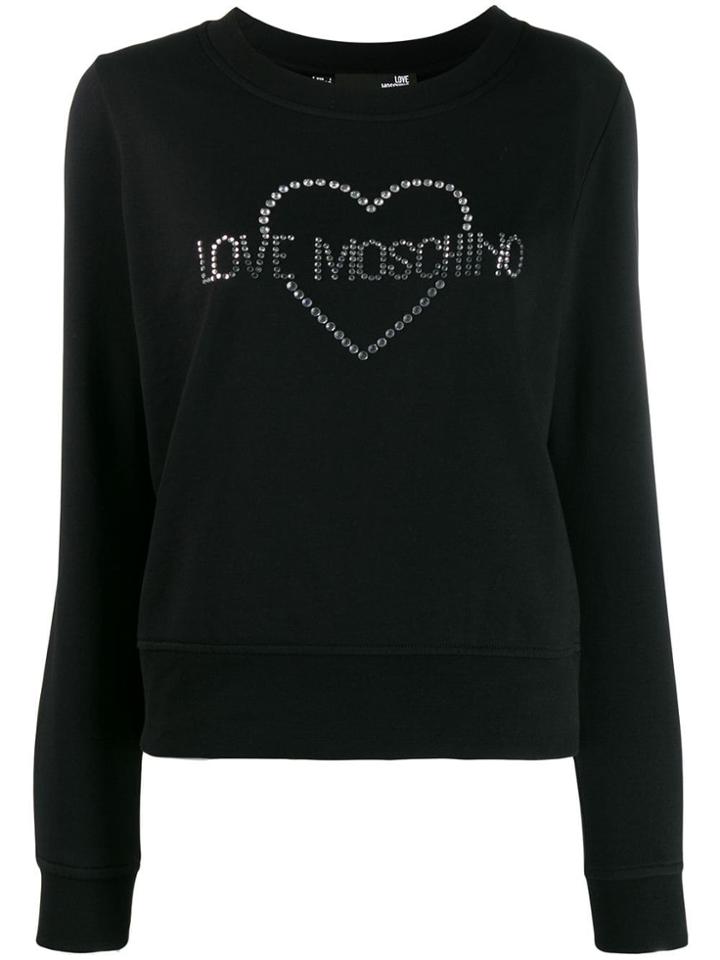 Love Moschino Crystal Embellished Logo Jumper - Black