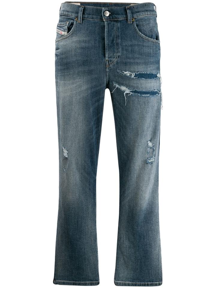Diesel Faded Cropped Jeans - Blue