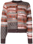 Kolor Multi-pattern Cardigan, Women's, Size: 2, Brown, Cotton/linen/flax/nylon