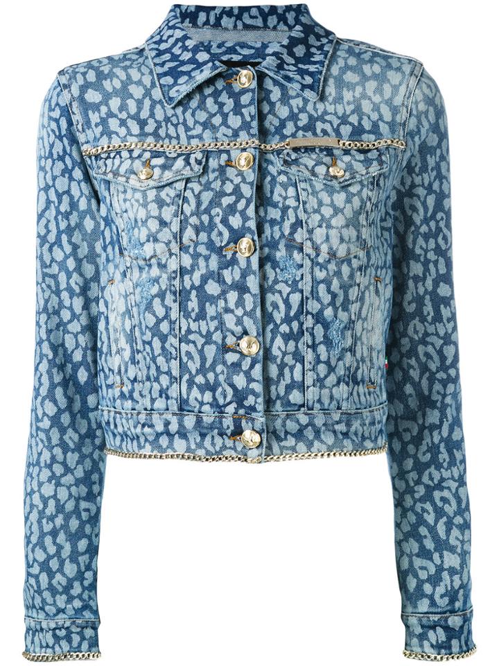 Philipp Plein Animal Print Denim Jacket - Blue