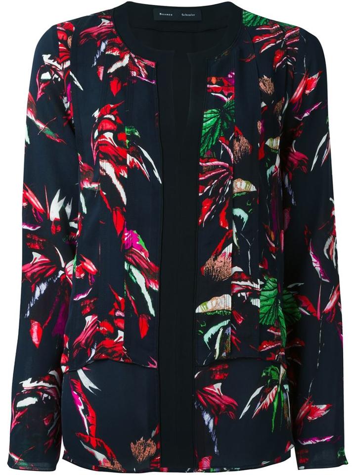 Proenza Schouler Floral Print Blouse, Women's, Size: 8, Black, Silk/acetate/viscose